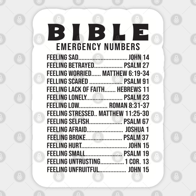 Bible Emergency Numbers Sticker by ChristianLifeApparel